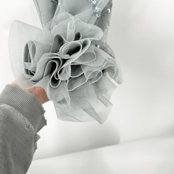 NWT Adrianna Papell Beaded Long Dress in Frosted Sage - Picture 9 of 12